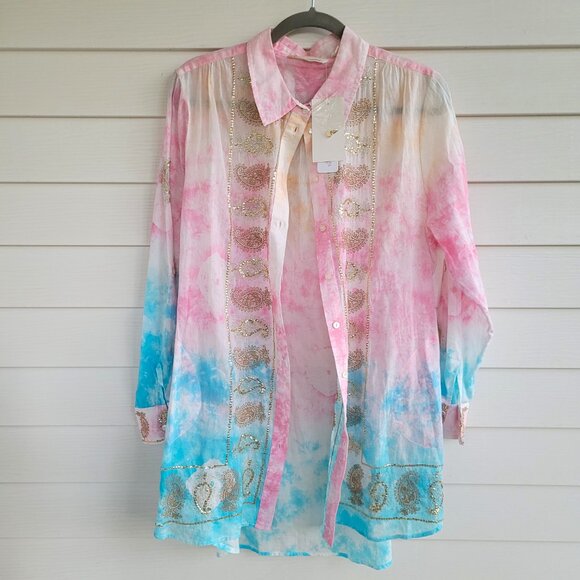 NWT Soft Surroundings Colorful Lightweight Cotton Dress Blouse - Picture 4 of 9